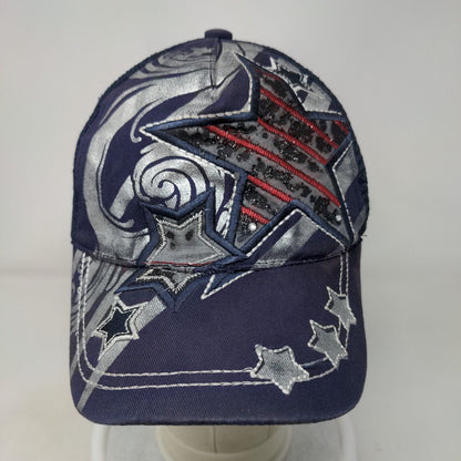 Unbranded Snapback Trucker Hat Blue One Size Mesh Back Embroidered Star