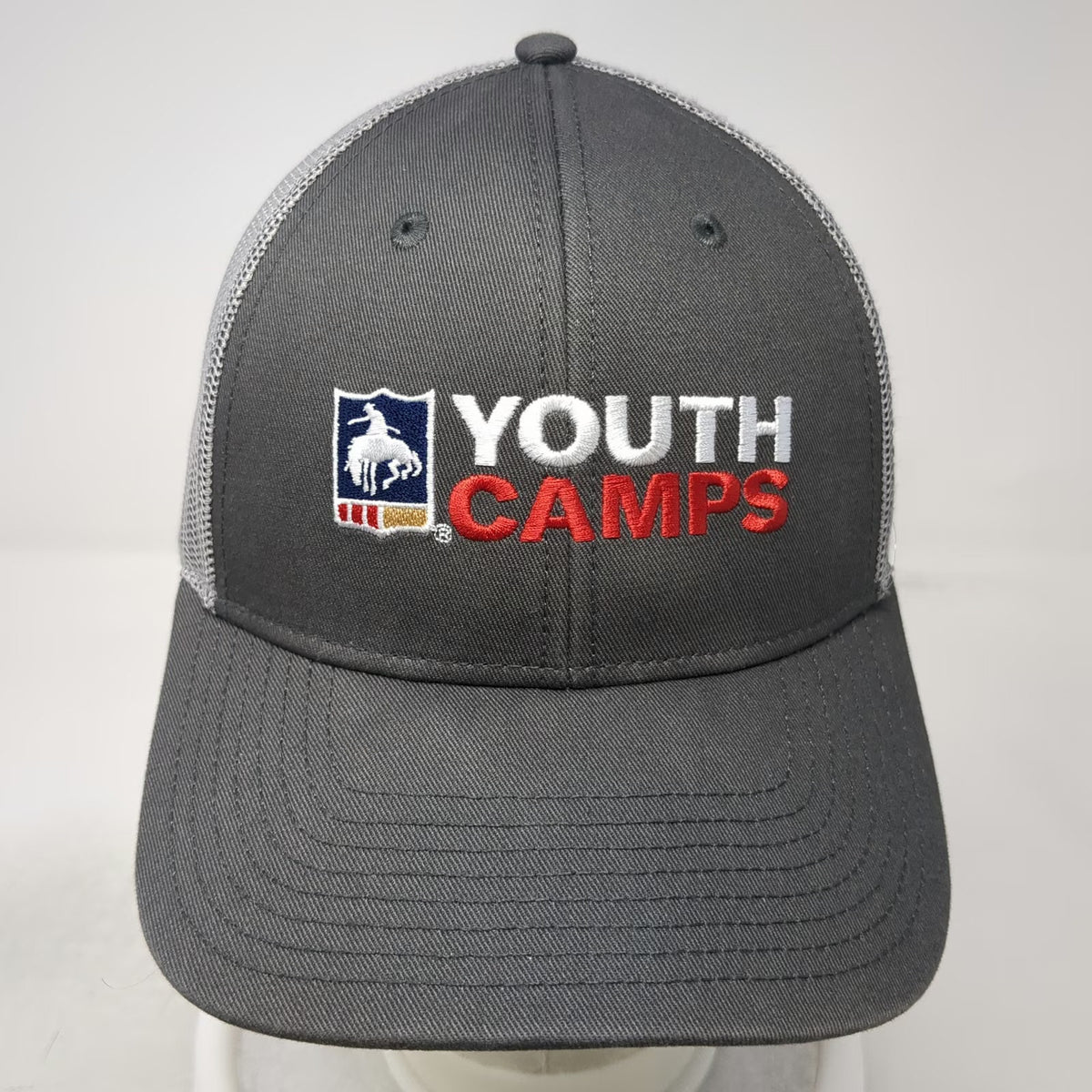The Game Trucker Hat Gray One Size PRCA Youth Camps Rodeo Starts Here Snapback