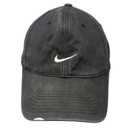 Nike Baseball Cap Black White One Size Swoosh Cotton Slideback Embroidered Hat