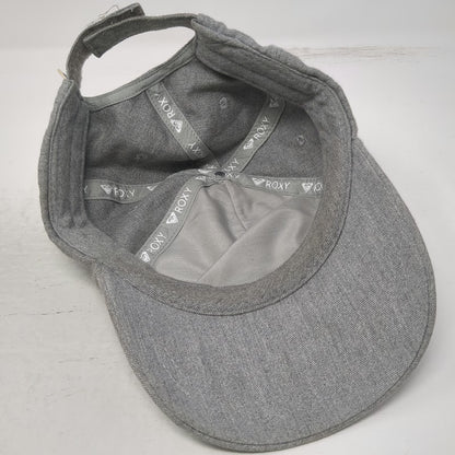 Roxy 5 Panel Gray One Size Hat Leather Logo Patch Heathered Strapback Surf Wear