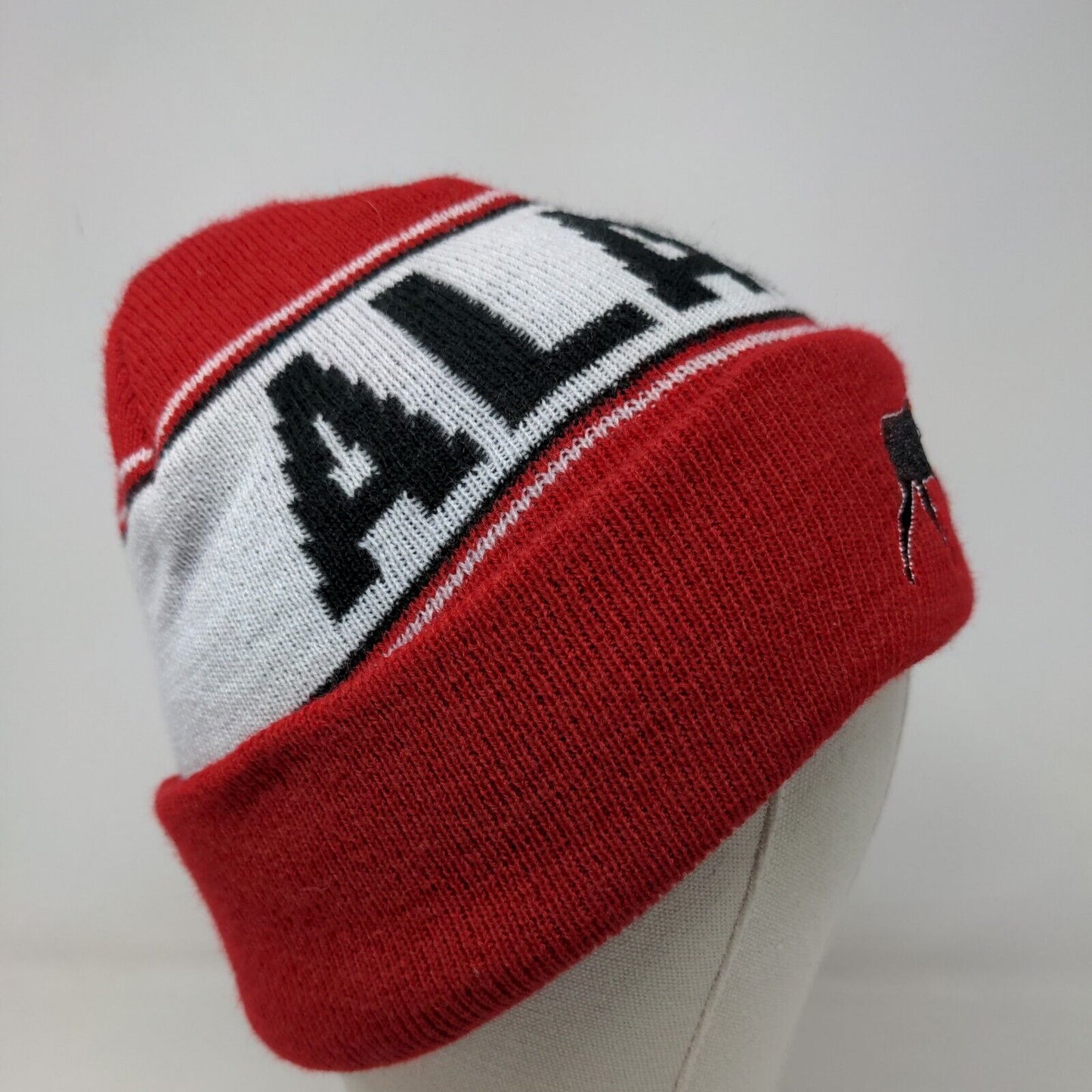 Alaska Polarwear Men's Knit Beanie Hat Cap Red White Embroidered Moose Logo