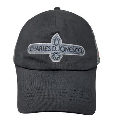 Charles D. Jones Co Men's Snapback Mesh Back Hat Black Gray Embroidered Logo
