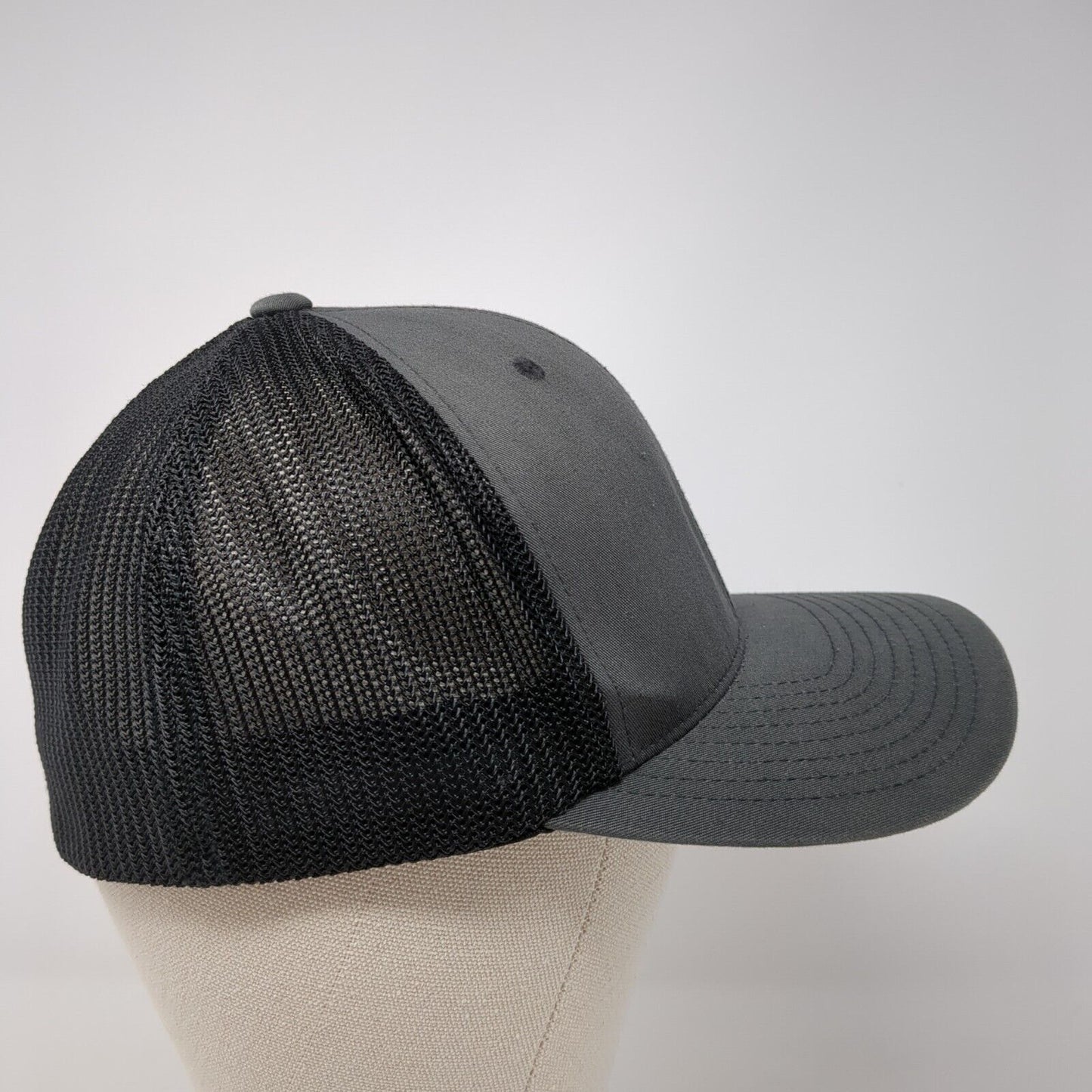 American Flag Fitted Trucker Hat Gray OS Flexfit Patriotic Mesh Back Yupoong