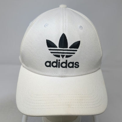 Adidas Snapback Hat White One Size Trefoil Logo Embroidered 6 Panel Cap Strap
