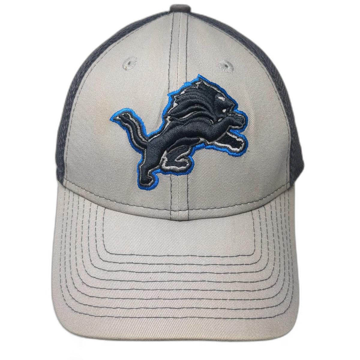New Era Detroit Lions NFL Baseball Cap Gray L 39THIRTY Mesh Embroidered Logo
