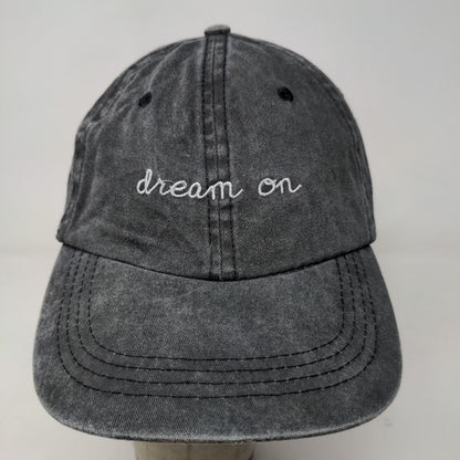 David & Young Women's Strapback Hat Gray Embroidered Dream On Logo Cotton