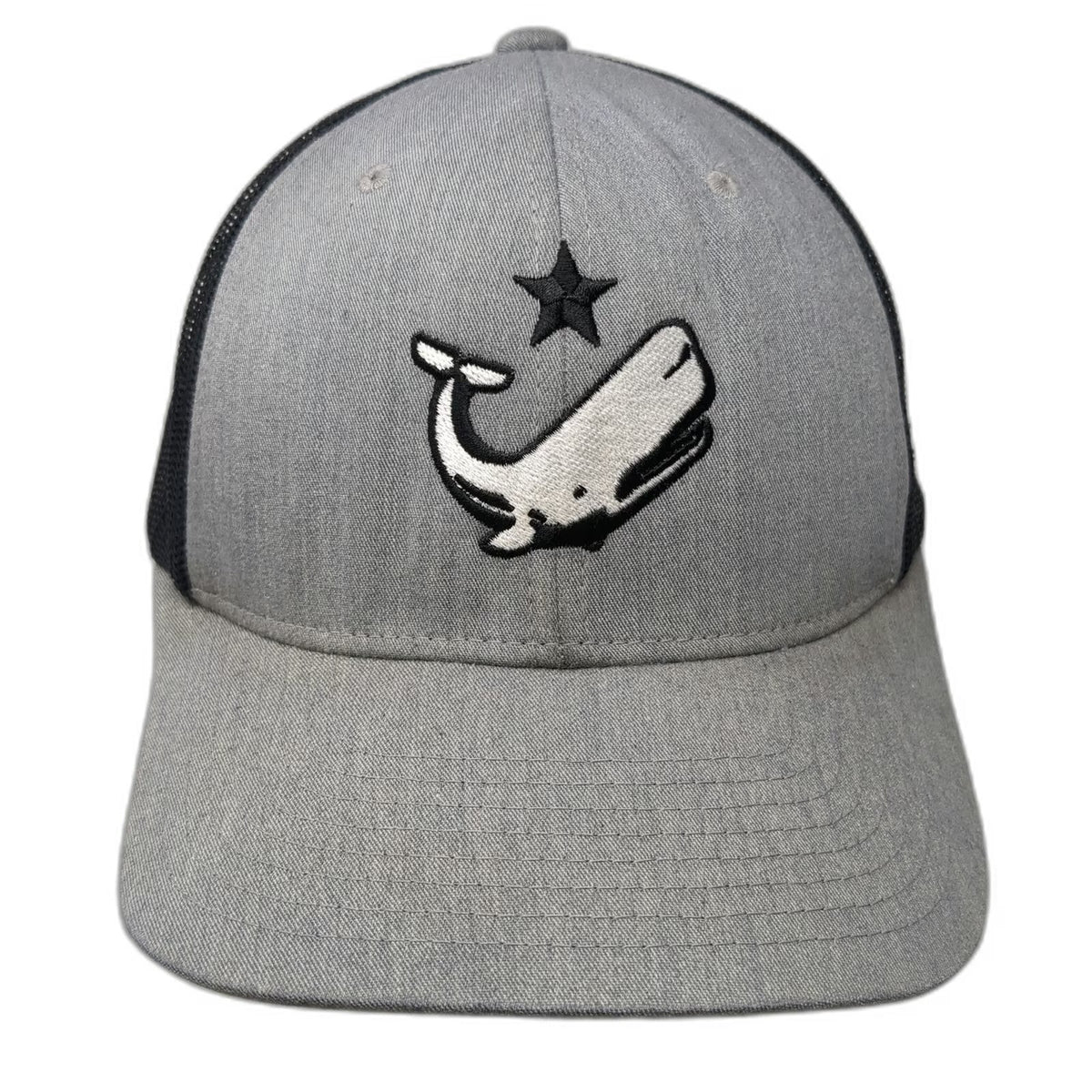 Whalers Brewing Company Trucker Hat Gray One Size Mesh Back Whale Star Snapback