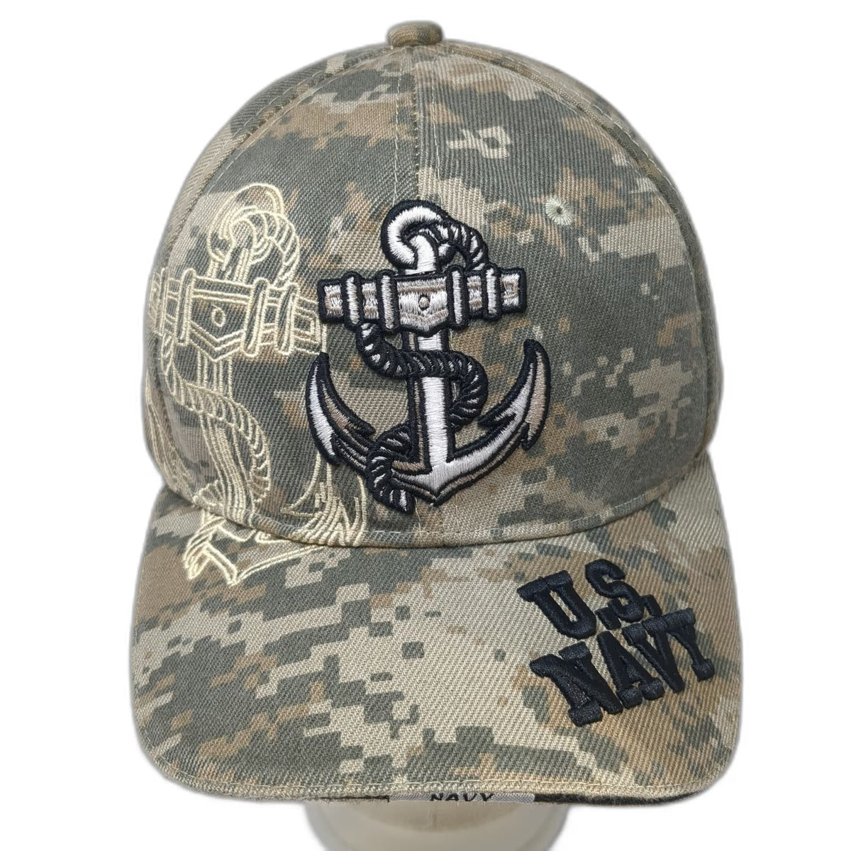 Baseball Cap Green One Size U.S. Navy Anchor Digital Camo Military Licensed Hat