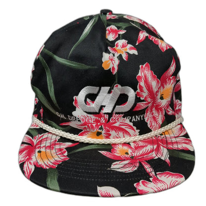 San Sun C.H. Dredge & Company Trucker Black Floral Rope Snapback Hat Vintage