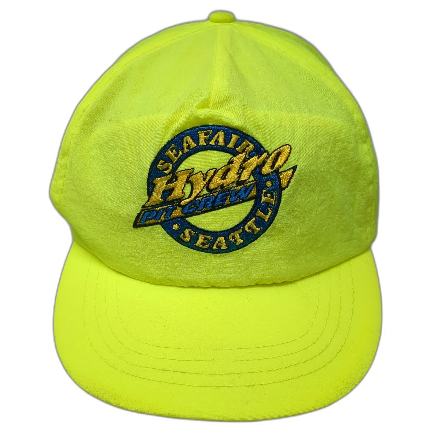Seafair Seattle Hydro Pit Crew Snapback Hat Green Vintage Nylon 5 Panel Racing