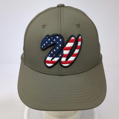 Champro Baseball Cap Green M American Flag W Laser Cut Perforated Stretch Hat