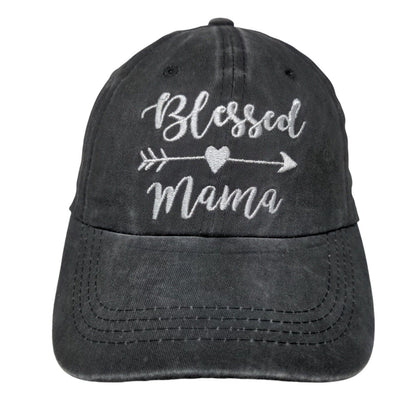 Blessed Mama Ponyback Slideback Hat Gray One Size Adjustable Embroidered Cotton