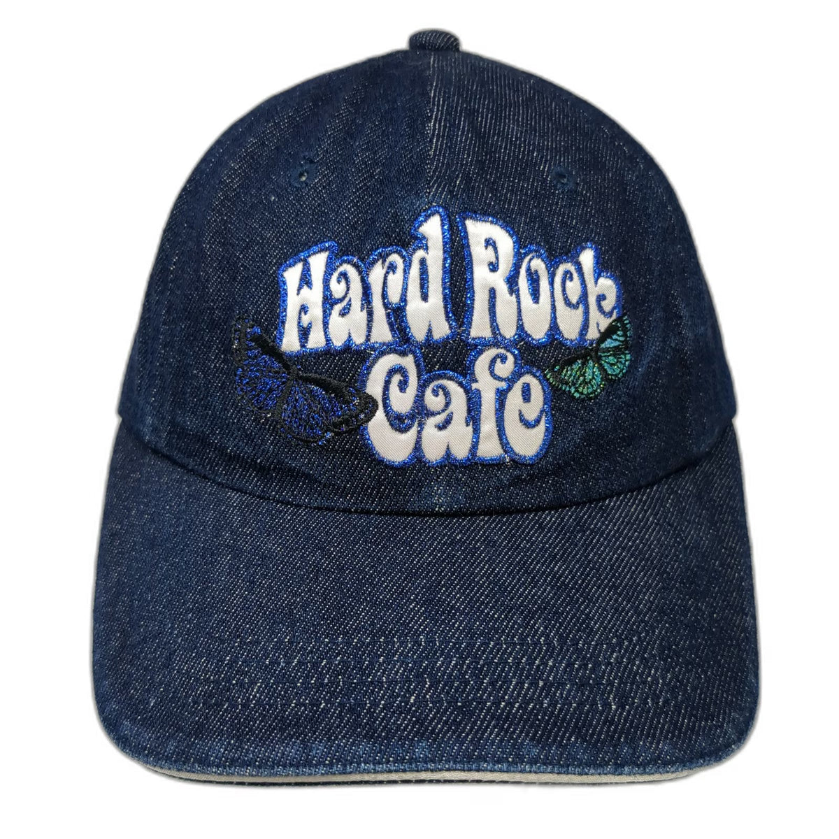 Hard Rock Cafe Baseball Cap Blue One Size Butterfly Denim Strapback Hat Logo