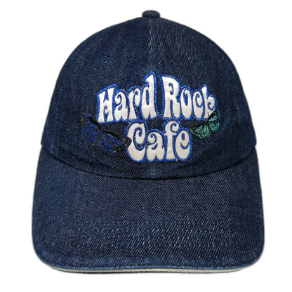 Hard Rock Cafe Baseball Cap Blue One Size Butterfly Denim Strapback Hat Logo