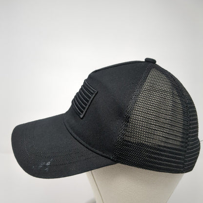 USA Flag Snapback Trucker Hat Black One Size Adjustable Patriotic Mesh Back