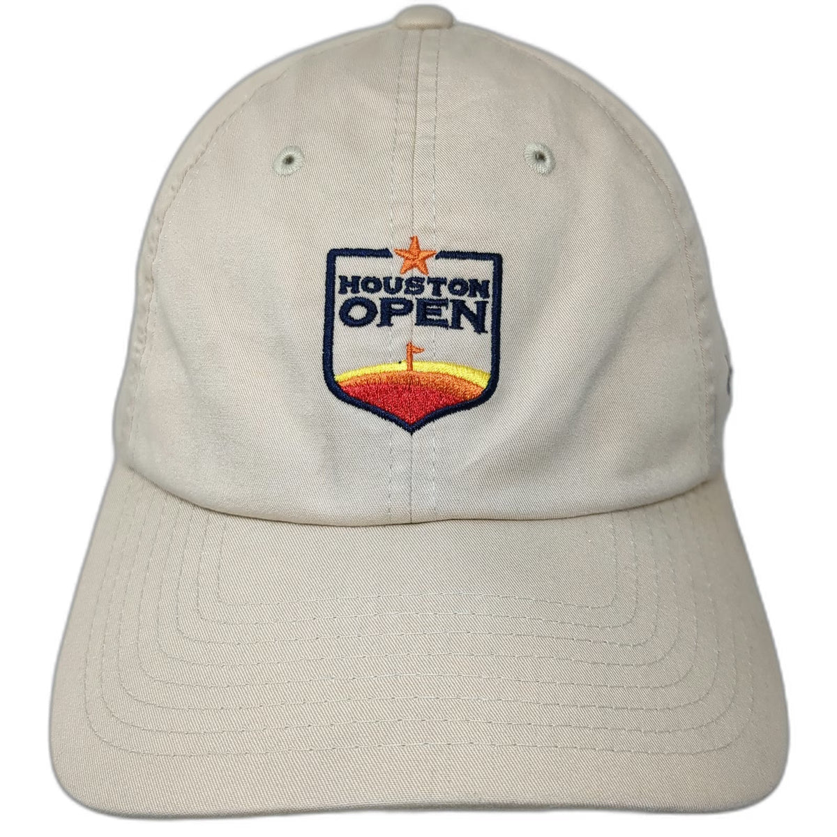Levelwear Houston Open Golf Logo Beige Baseball Cap OSFM Slideback Buckle Hat
