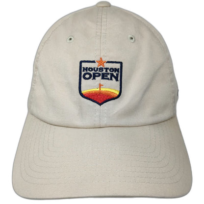 Levelwear Houston Open Golf Logo Beige Baseball Cap OSFM Slideback Buckle Hat