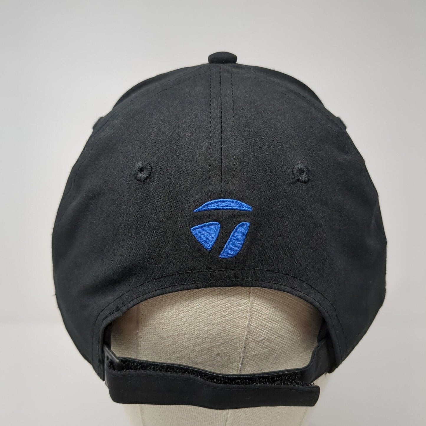 TaylorMade Strapback Golf Hat Black OS Adjustable Embroidered 6 Panel Polyester
