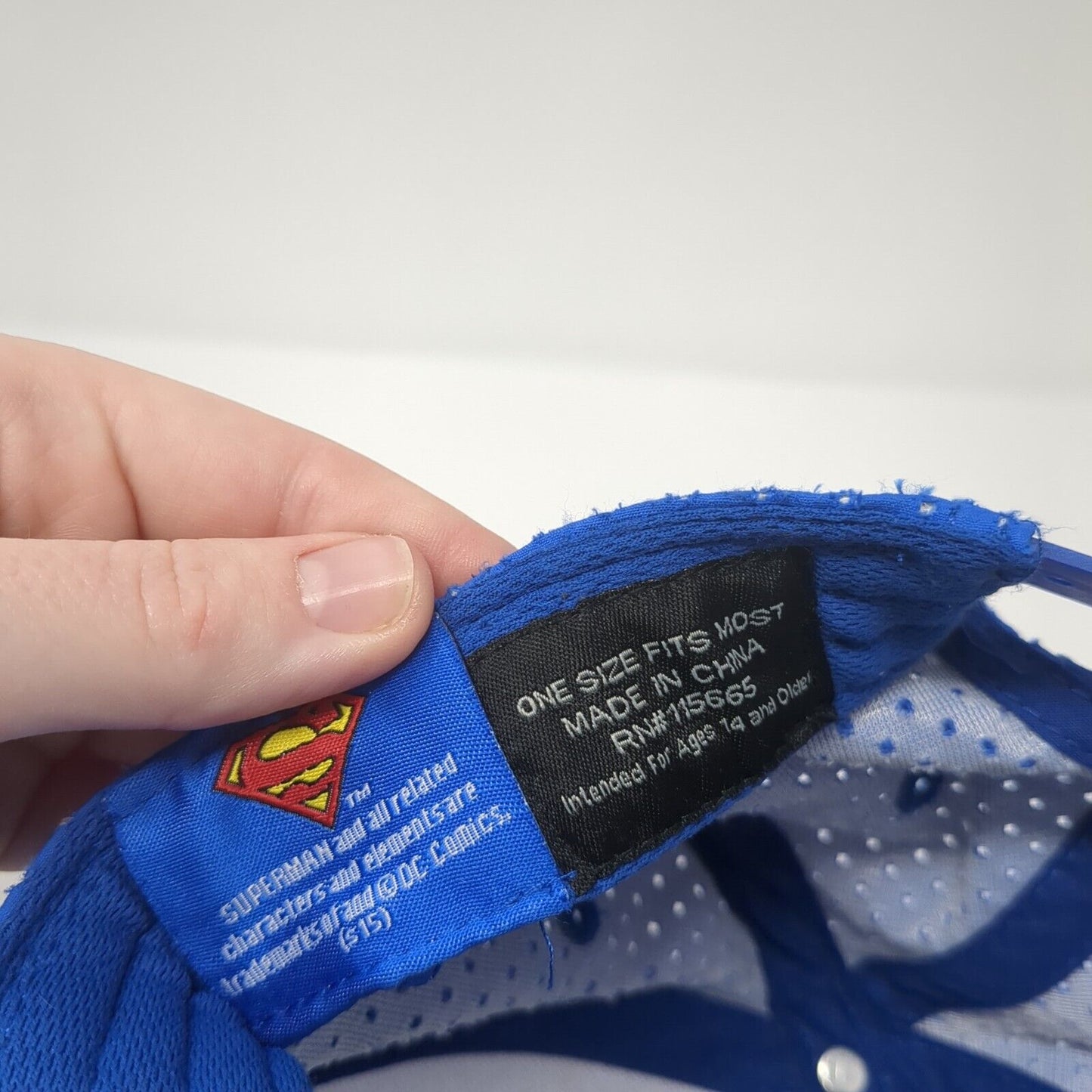 Superman Snapback Hat Blue One Size Adjustable Embroidered Breathable 6 Panel