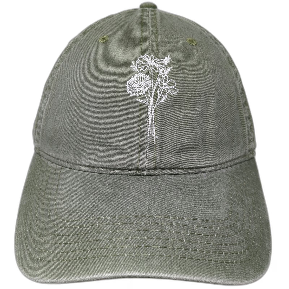 Otto Baseball Cap Green One Size Floral Flower Bouquet Adjustable Slideback Hat