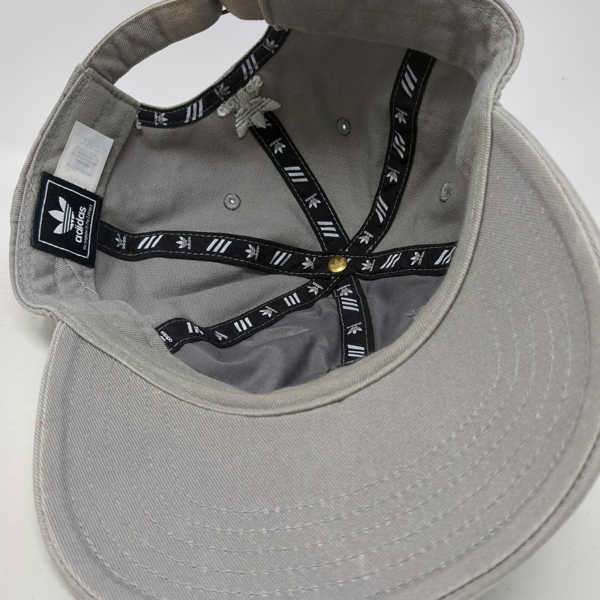 Adidas Baseball Cap Gray One Size Trefoil Logo Strapback Cotton Adjustable Hat