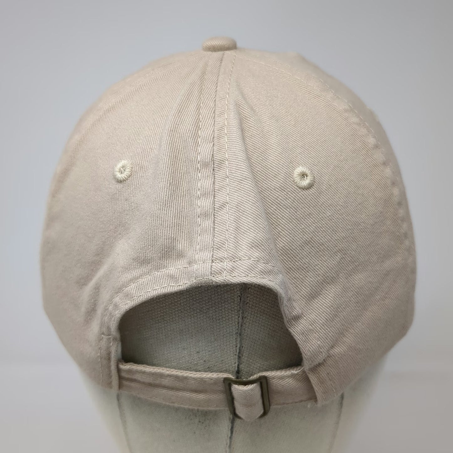 BIG Baseball Cap Beige One Size Bob-Cat Embroidered Logo Slideback Cotton Hat