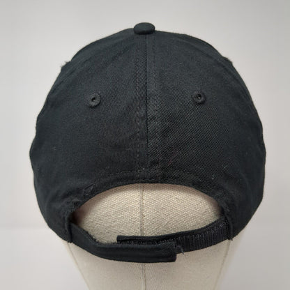 Sportsman Strapback Hat Black One Size Adjustable Vented Holes 6 Panel Blank
