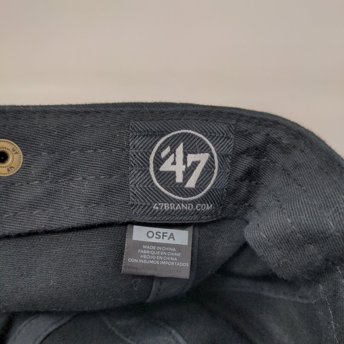 Rainbow Camp Slideback Hat Black OSFA Embroidered 6 Panel '47 Brand