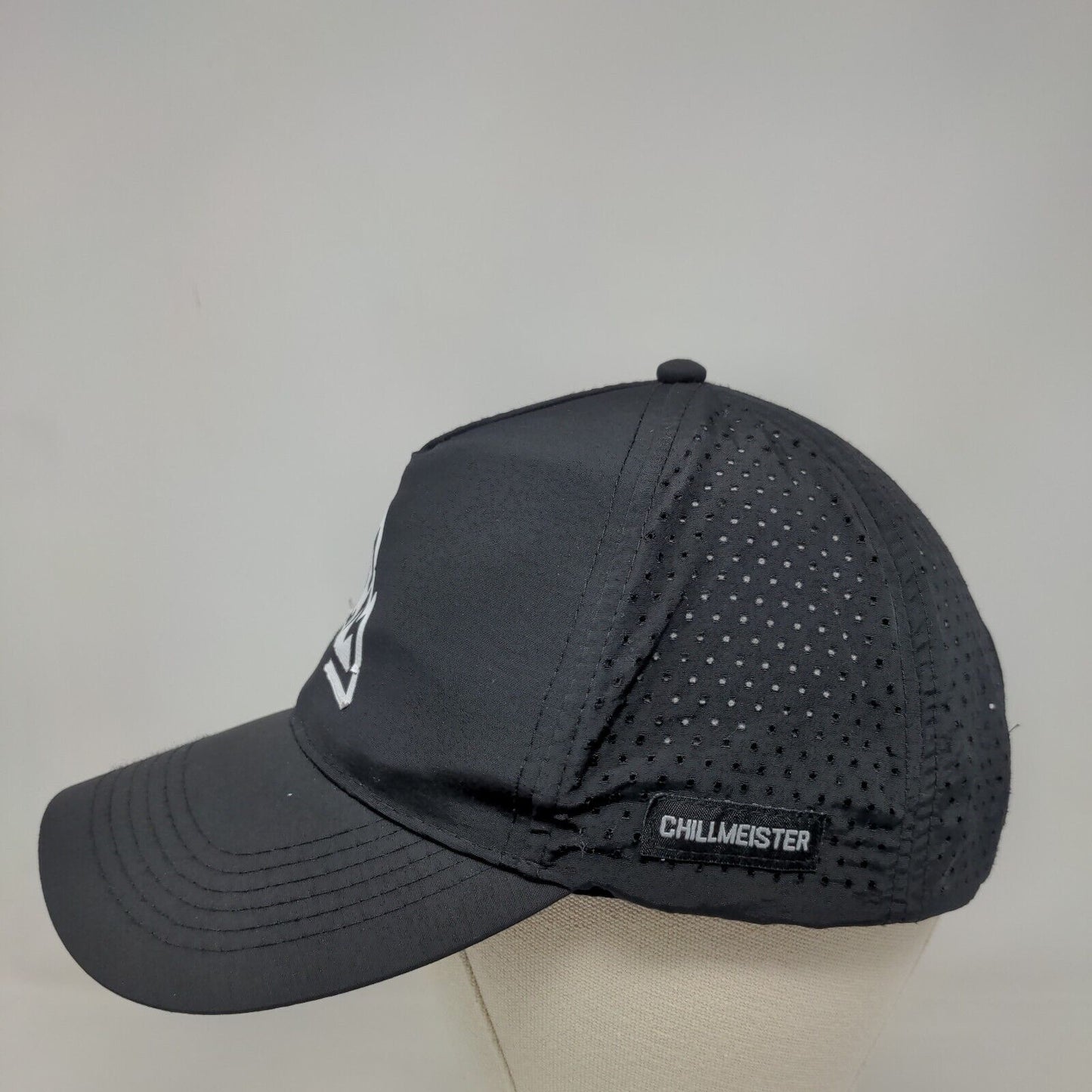Chillmeister Snapback Hat Black OSFM Adjustable Breathable 6 Panel Nylon