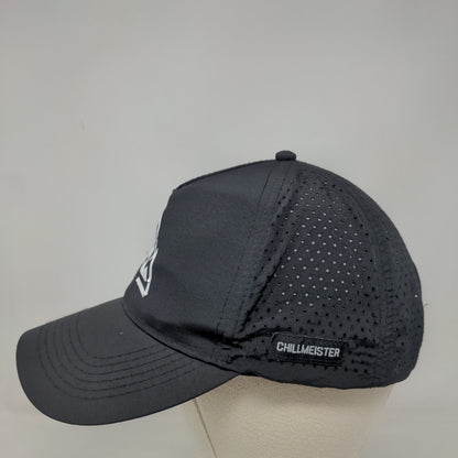Chillmeister Snapback Hat Black OSFM Adjustable Breathable 6 Panel Nylon