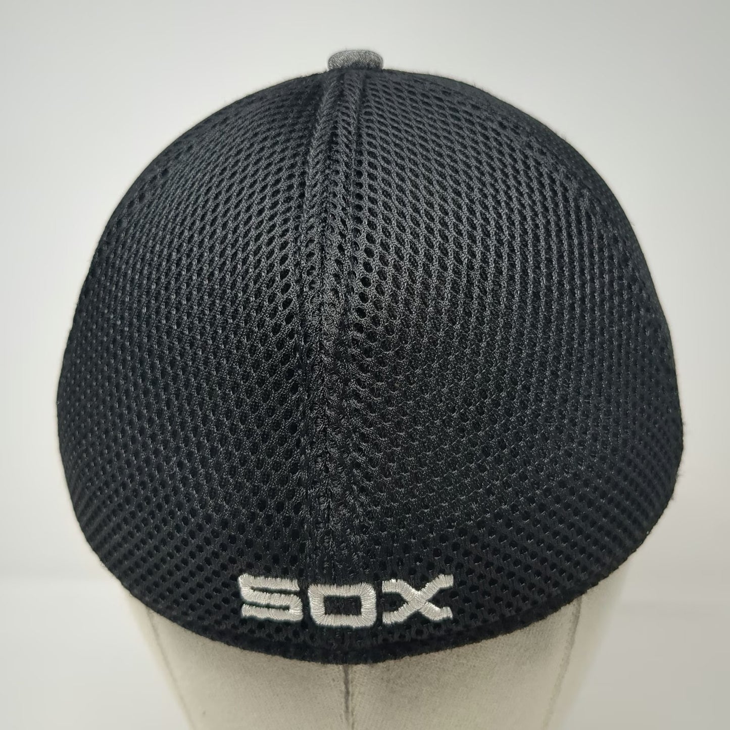 Chicago White Sox MLB New Era Baseball Cap Gray M 39THIRTY Stretch Fit Mesh Hat