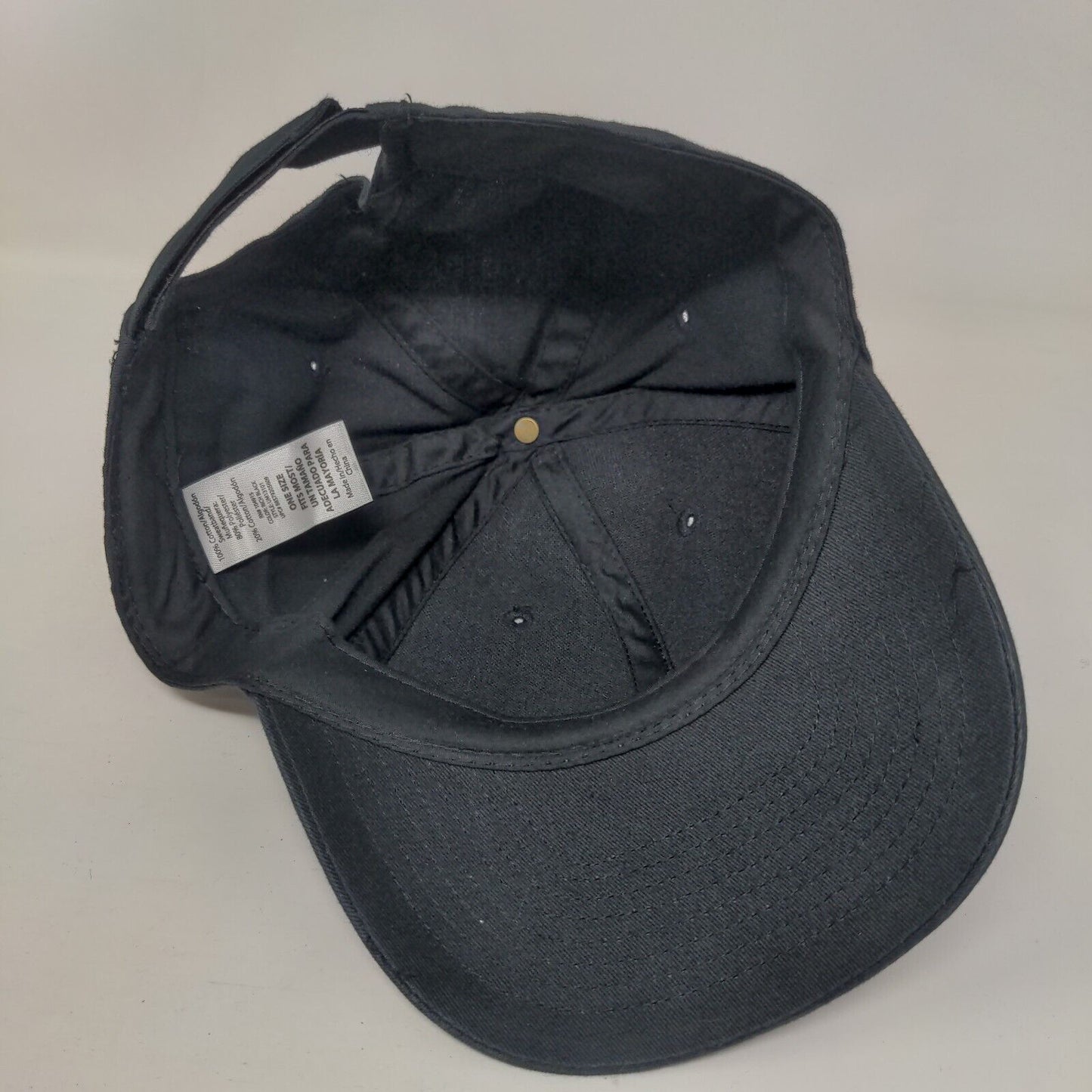 Unbranded Strapback Hat Black One Size Adjustable Vented Holes 6 Panel Blank