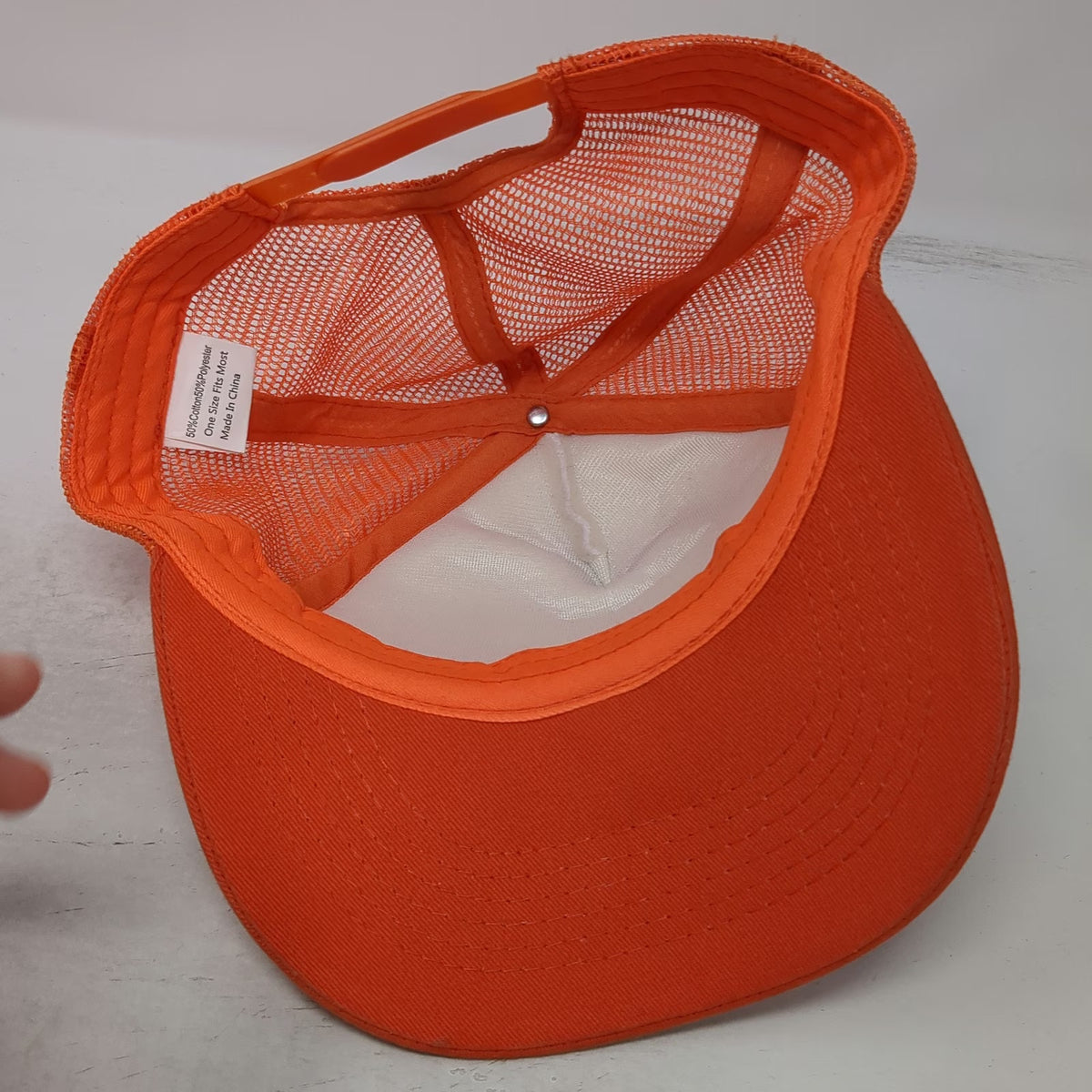 Baldwin Hat Co Trucker Hat Orange White One Size Mesh Snapback Beard Logo Patch