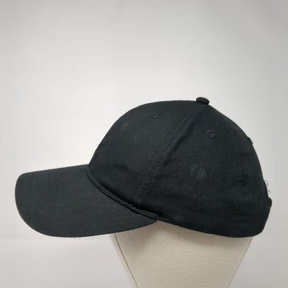 Sportsman Strapback Hat Black One Size Adjustable Vented Holes 6 Panel Blank