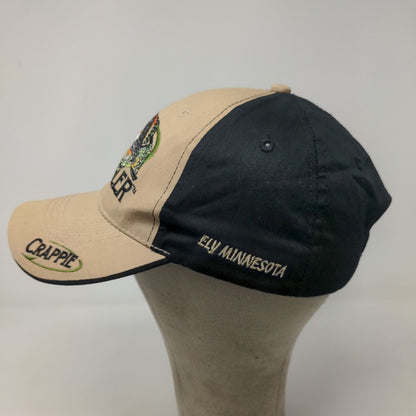 Reel Angler Men's Strapback Hat Tan Black OSFA Embroidered Big Fish Logo