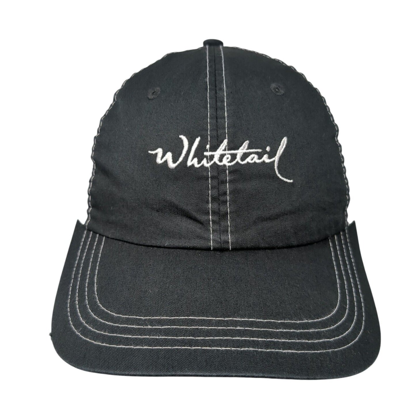 Whitetail Strapback Hat Black One Size Classic Cut Ahead Lightweight