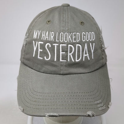 District Baseball Cap Green One Size My Hair Looked Good Yesterday Frayed Hat
