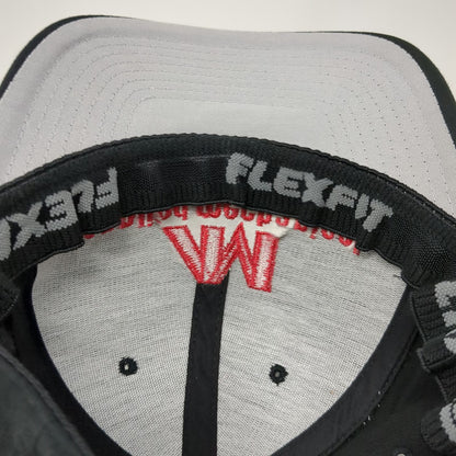 Flexfit Baseball Cap Black One Size Applied Mechanical Red Logo Structured Hat