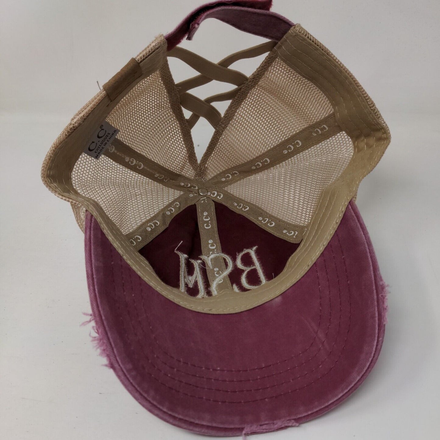 BSM Strapback Trucker Hat Ponytail Multi One Size Mesh Back C.C Exclusives