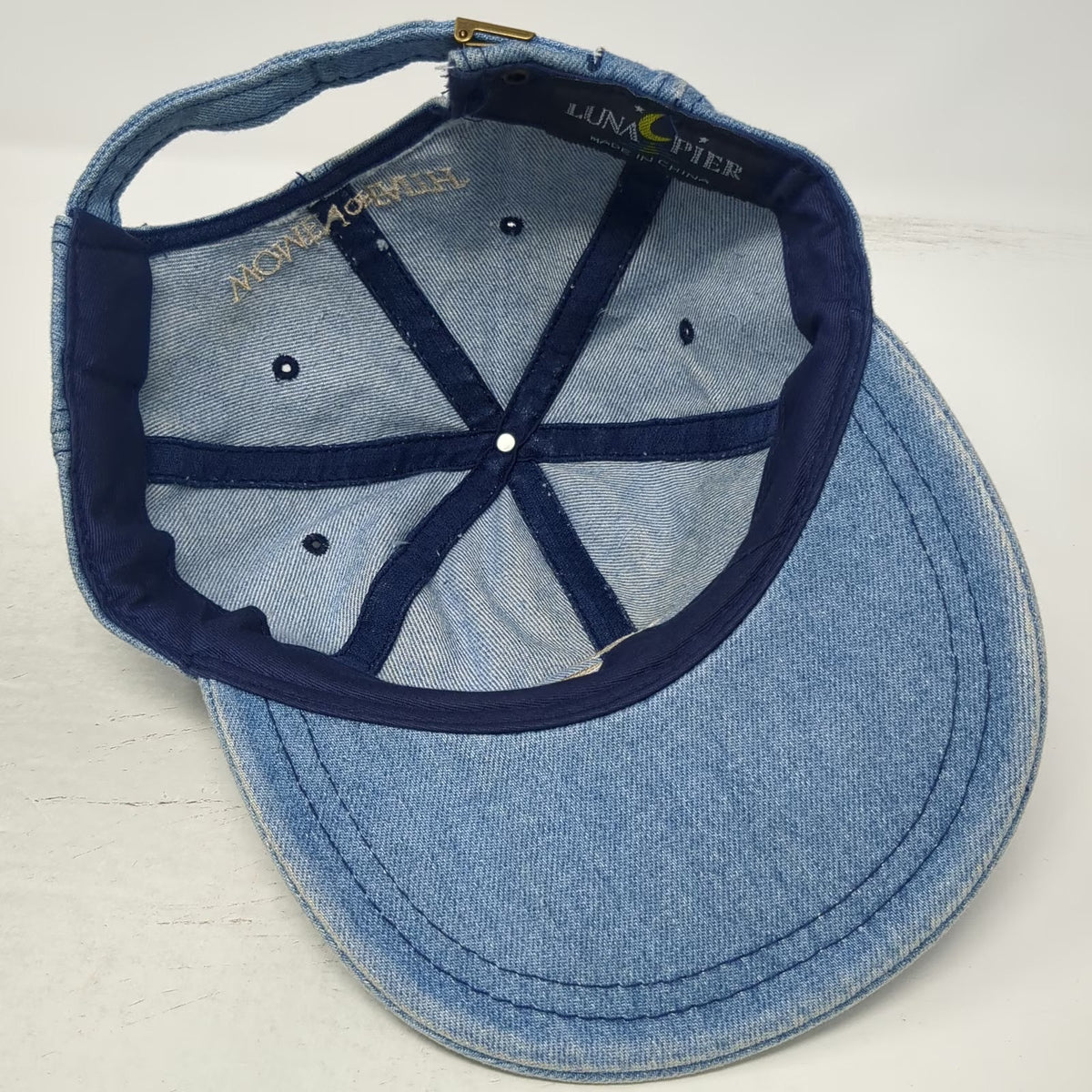 Luna Pier Baseball Cap Blue One Size Denim Heart Women of Faith Hat Slideback
