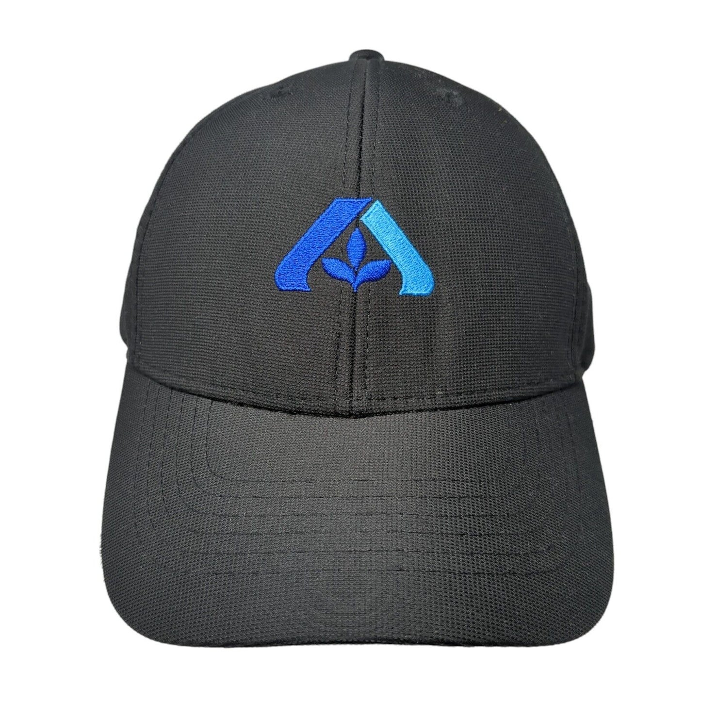 Image Solutions Strapback Hat Black One Size Embroidered Logo 6 Panel