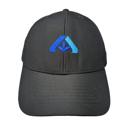 Image Solutions Strapback Hat Black One Size Embroidered Logo 6 Panel
