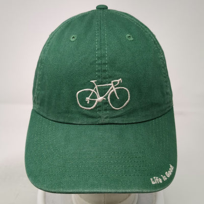 Life is Good Baseball Cap Green One Size Bicycle Logo Adjustable Slideback Hat