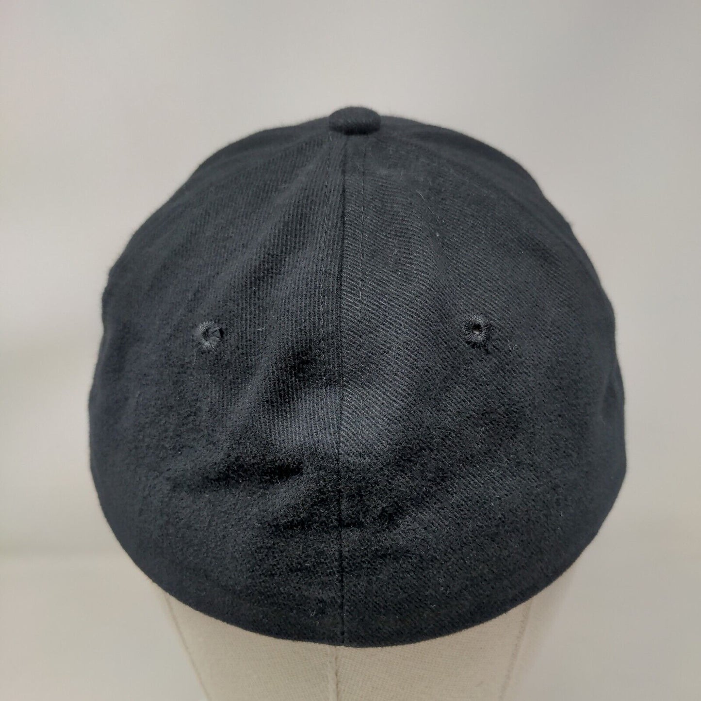 Sanitec Fitted Hat Black S/M Embroidered Vented Holes 6 Panel Nu-Fit KC Caps