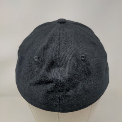 Sanitec Fitted Hat Black S/M Embroidered Vented Holes 6 Panel Nu-Fit KC Caps