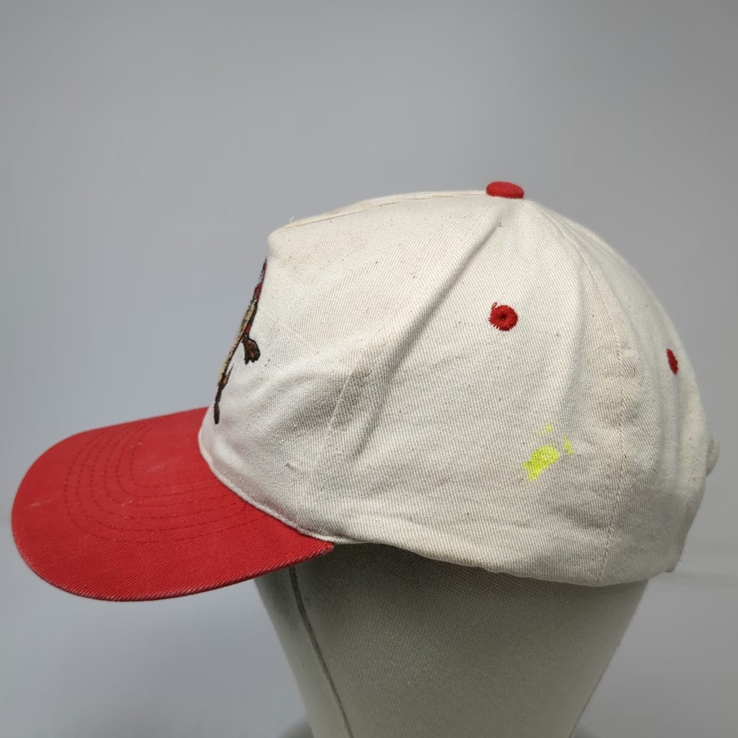 KC 5 Panel White Red OS Taz Firefighter Looney Tunes Snapback Hat Axe Vintage