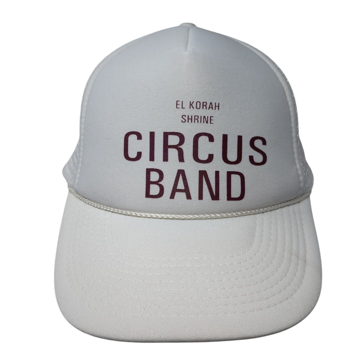 El Korah Shrine Circus Band Snapback Trucker Hat White OS Mesh Back Rope Otto