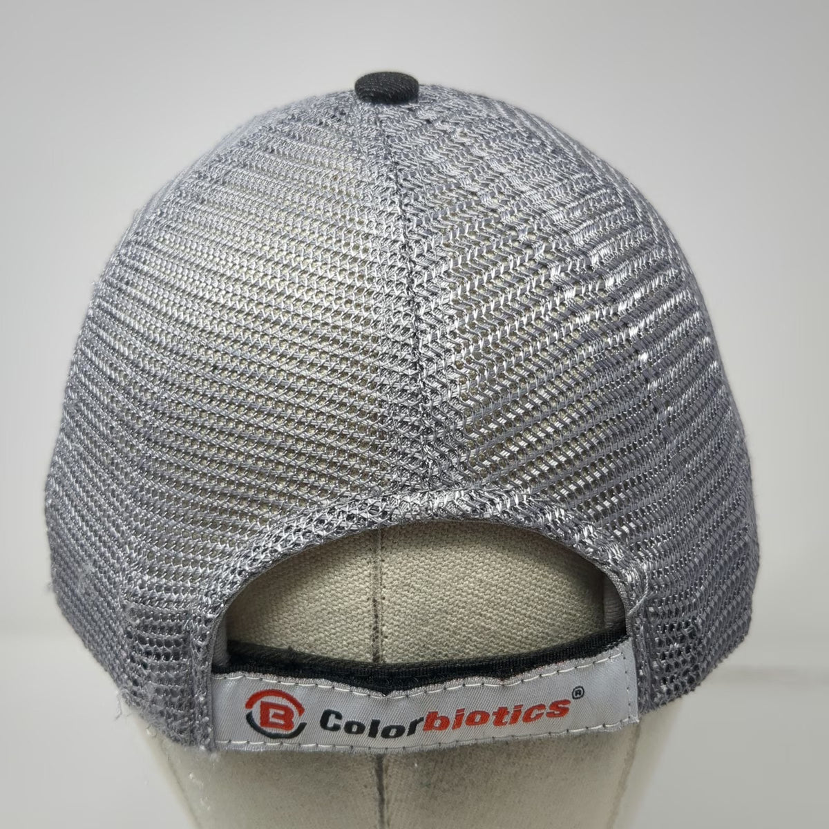 Colorbiotics Baseball Cap Black Mesh Back Gray Red White One Size Strapback Hat