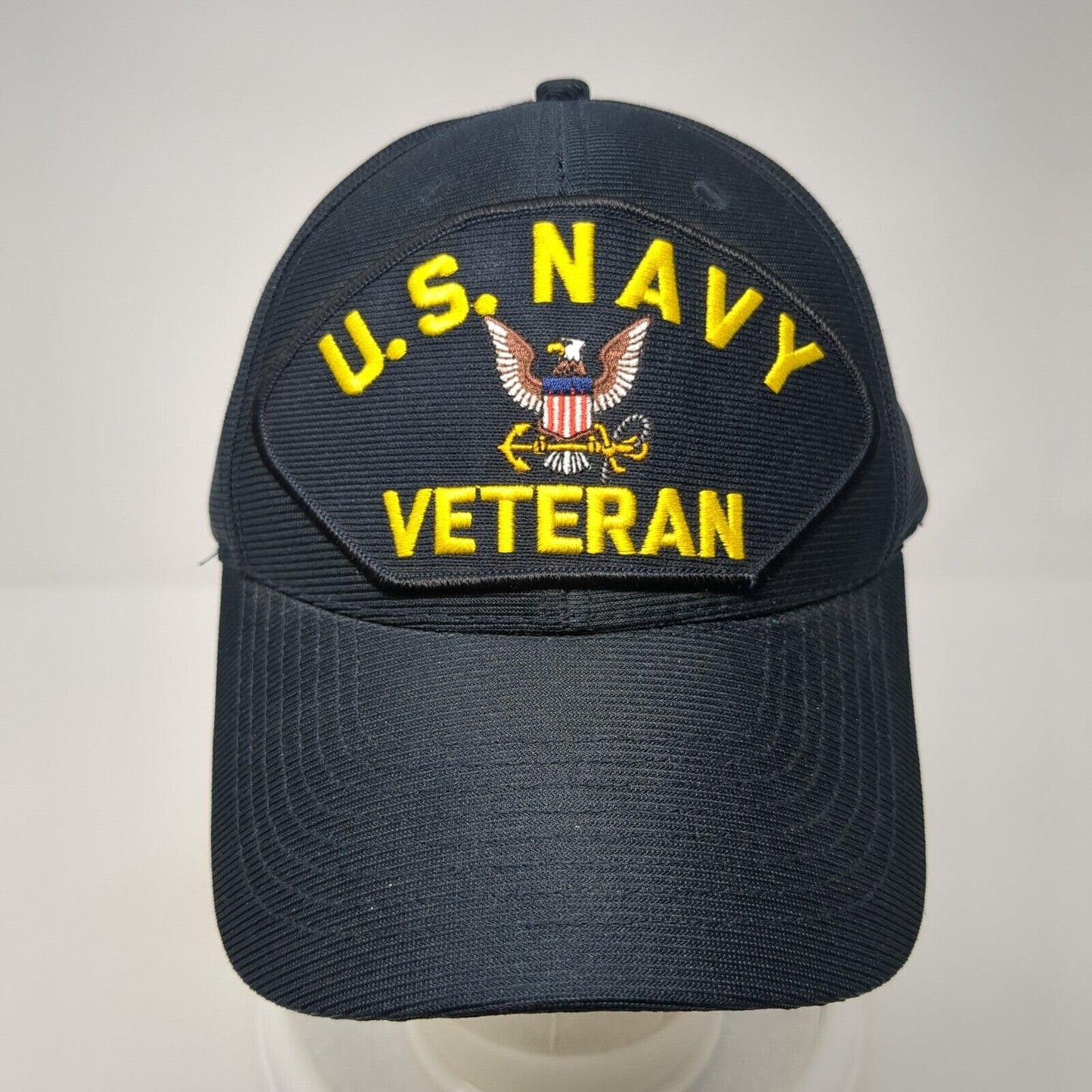 U.S. Navy Veteran Snapback Hat Blue One Size Adjustable Embroidered Eagle Crest