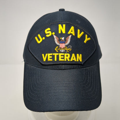 U.S. Navy Veteran Snapback Hat Blue One Size Adjustable Embroidered Eagle Crest